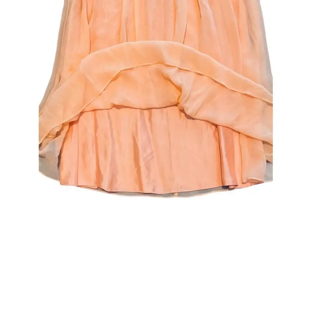 Donna Morgan Coral Orange Silk V-Neck A-Line Sleeveless Dress Women’s Size 4 - Picture 5 of 8